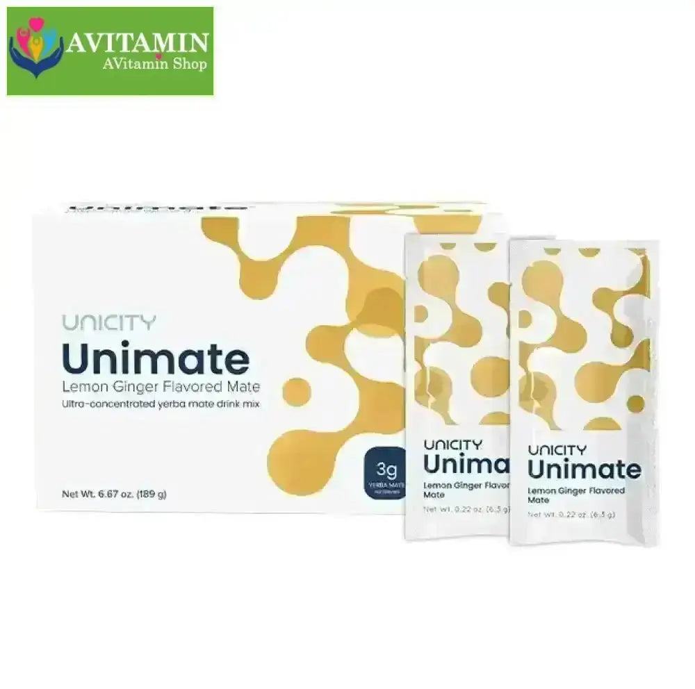 Unimate vị chanh gừng Unimate Lemon Ginger Unicity Hỗ Trợ Tăng Cường Năng Lượng và Chống Lão Hóa - AVITAMINSHOP.COM