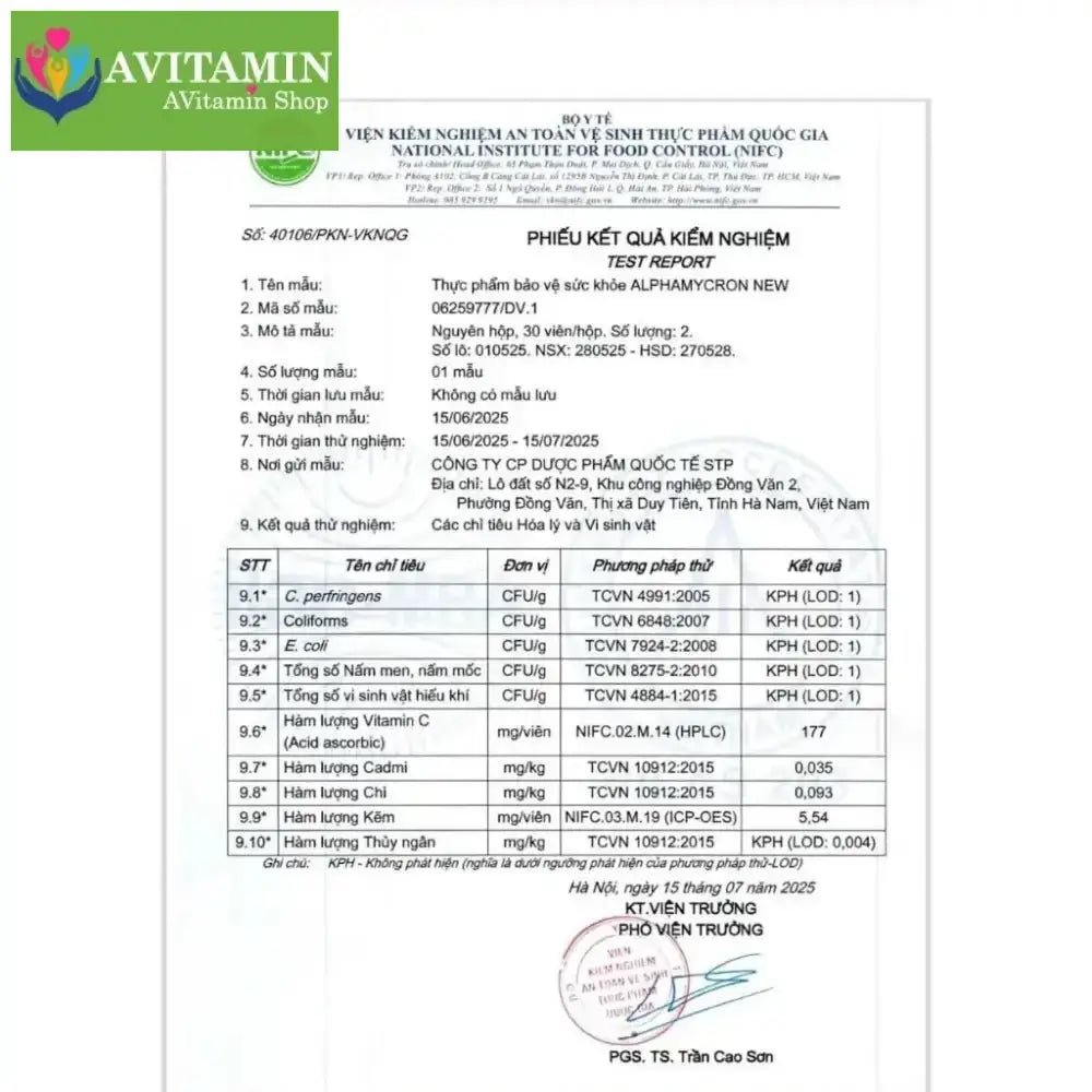 Viên uống ALPHAMYCRON 30 Viên Hỗ trợ bổ sung vitamin, giúp tăng sức đề kháng - AVITAMINSHOP.COM