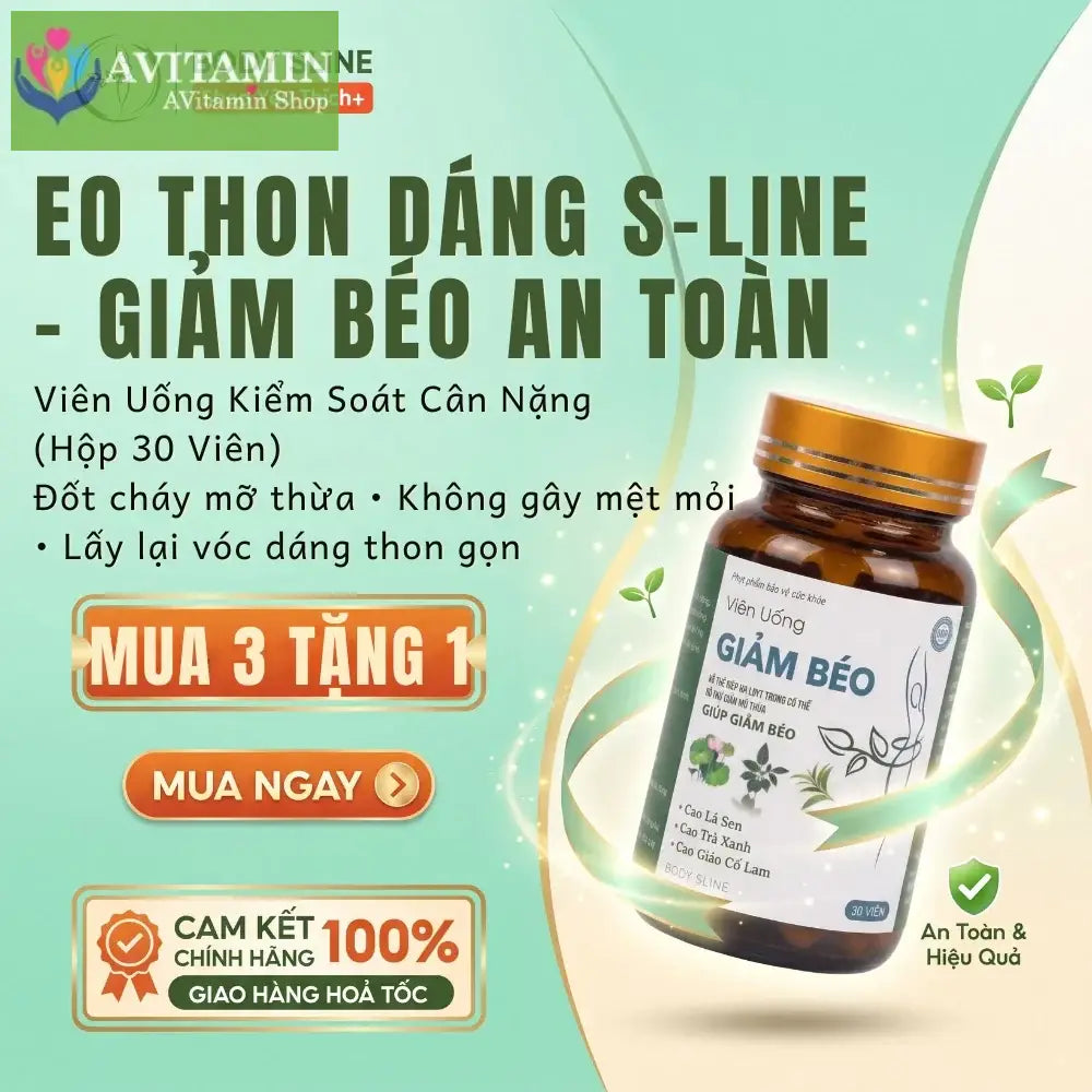 Viên uống giảm cân Giảm Béo Chính hãng Hộp 30 viên Hỗ trợ kiểm soát cân nặng an toàn hiệu quả giảm mỡ bụng đùi tay