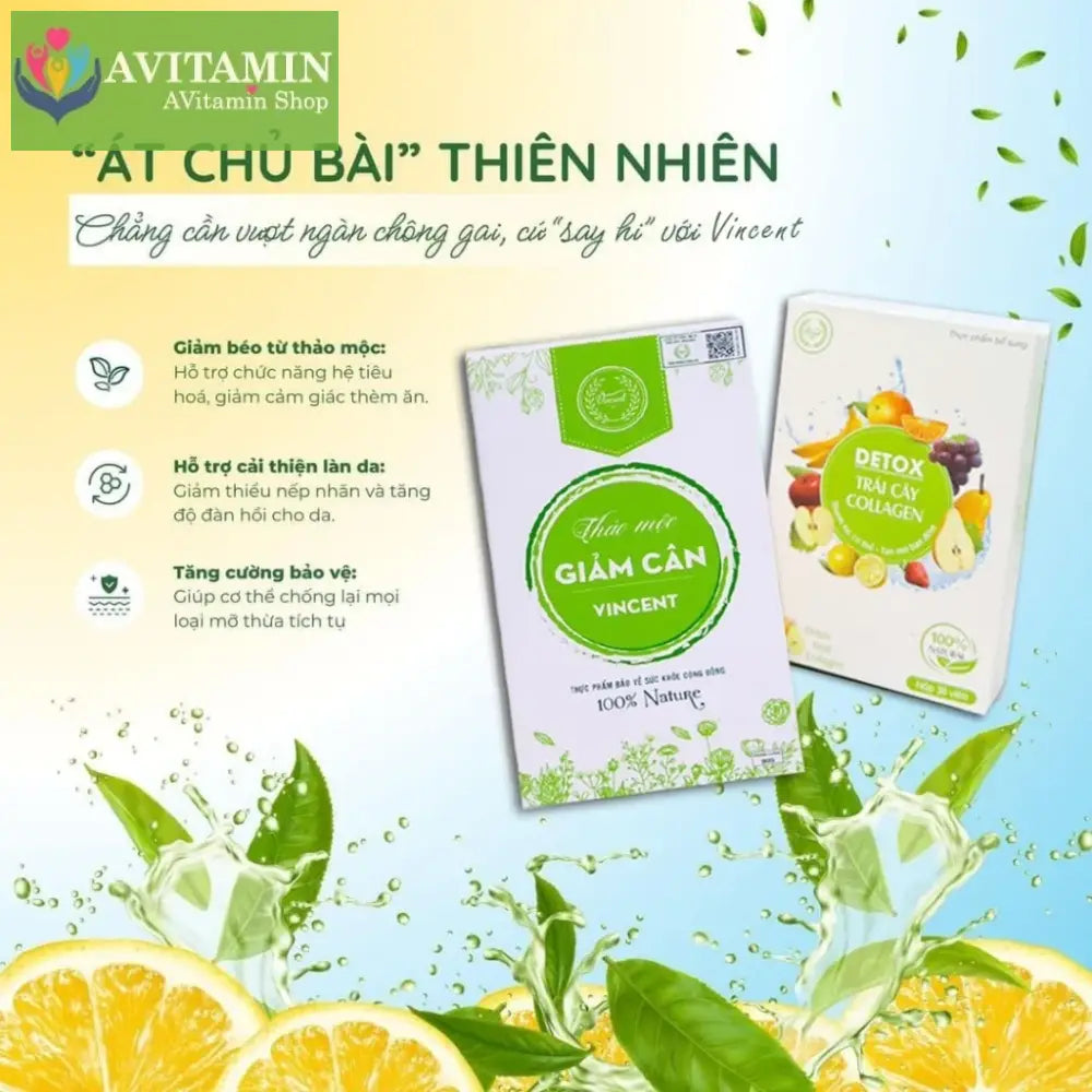 Viên Uống Giảm Cân Vincent Sâm Tố Nữ Trà Thảo Mộc Giảm Cân Giảm Mỡ Trong Máu An Toàn Tặng Detox
