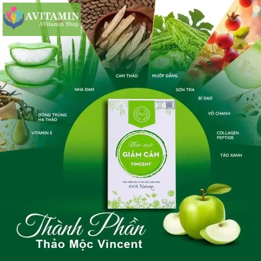 Viên Uống Giảm Cân Vincent Sâm Tố Nữ Trà Thảo Mộc Giảm Cân Giảm Mỡ Trong Máu An Toàn Tặng Detox