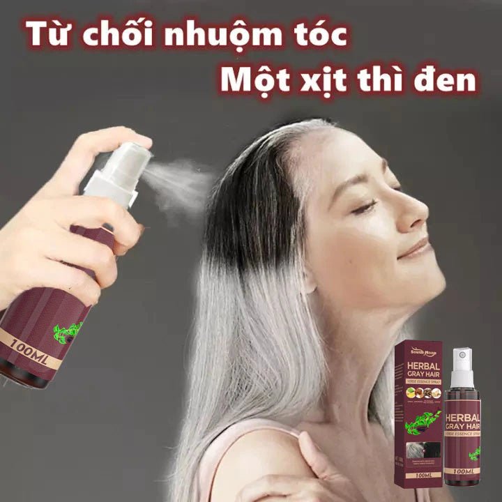 Xịt đen tóc Herbal, tinh chất linh chi đen tóc Herbal, gray hair, serum phủ bạc làm đen tóc an toàn 100ml - AVITAMINSHOP.COM