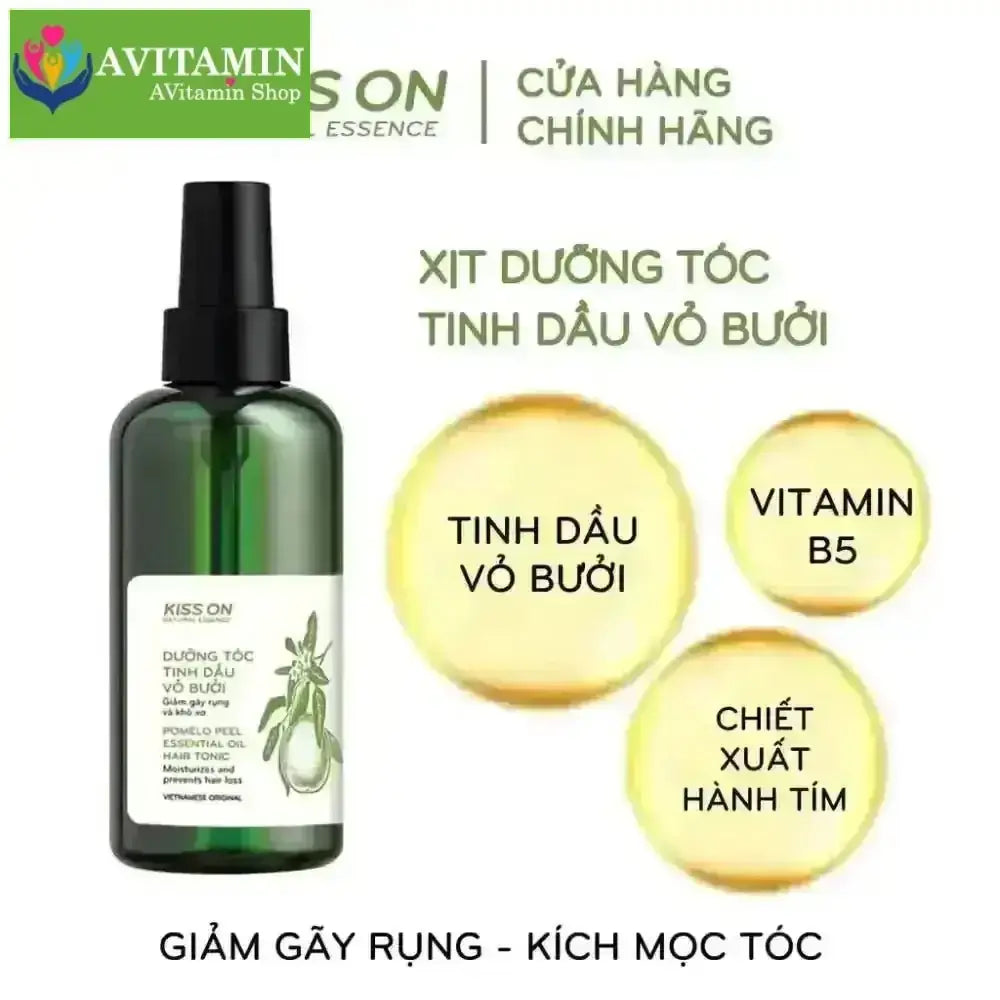 Xịt dưỡng tóc tinh dầu vỏ bưởi KISS ON 145 ml - Giúp ngăn ngừa rụng tóc, hỗ trợ nang tóc phát triển - AVITAMINSHOP.COM