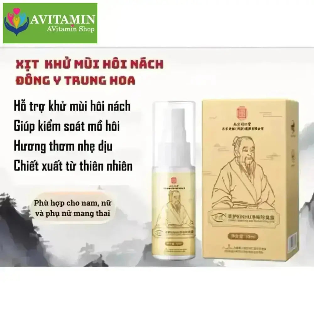 Xịt Khử Mùi Nách Bạch Vân Sơn 30ml, Giảm Mùi Khó Chịu, Kiểm Soát Mồ Hôi, Hỗ Trợ Làm Sáng Da Vùng Nách - AVITAMINSHOP.COM