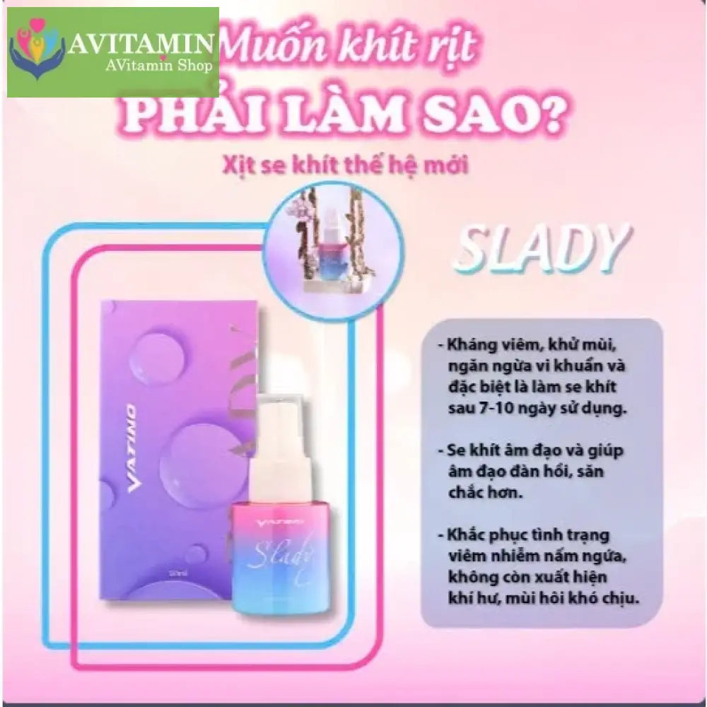 Xịt se khít Slady hỗ trợ cải thiện tình trạng khô âm đạo gel phụ khoa chăm sóc phụ nữ