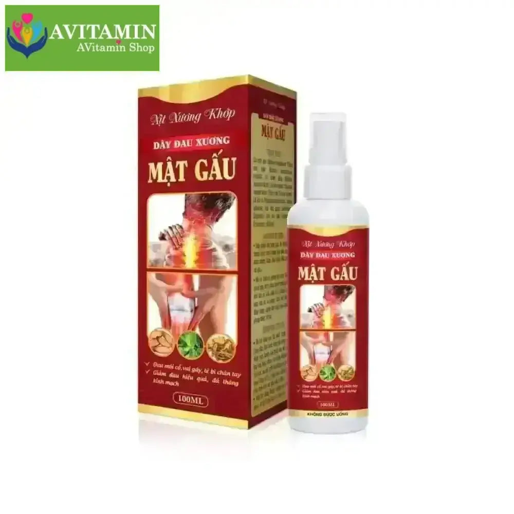 Xịt xương khớp MẬT GẤU (Chai 100ml) Giúp giảm đau mỏi cổ, vai gáy, tê bì chân tay, giảm đau hiệu quả, đả thông kinh mạch - AVITAMINSHOP.COM